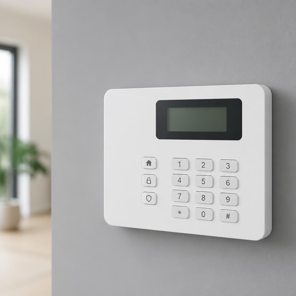 Modern wall-mounted alarm control keypad